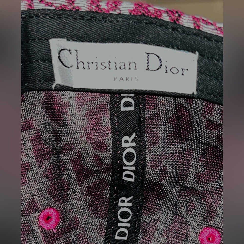 Dior Pink and White Monogram Baseball Cap with Embroidered Logo - Picture 3 of 5